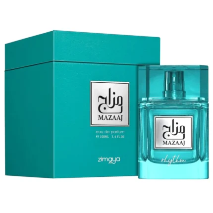 Mazaaj Rhythm 100ml EDP by Zimaya – citrus aromatic unisex perfume with notes of grapefruit, green apple, ginger, amber, and musk.