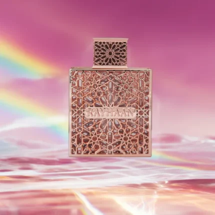 Bottle of Rayhaan Divine Perfume 100ml EDP – a premium unisex floral-fruity fragrance with sweet, elegant notes.