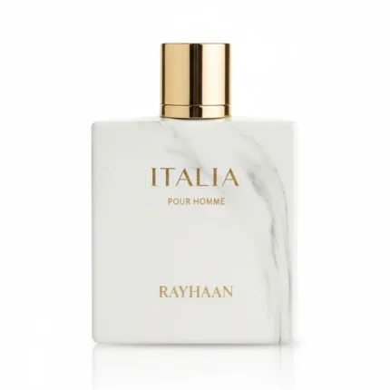 Bottle of Rayhaan Italia Perfume 100ml EDP featuring lavender, citrus, honey, cinnamon and a warm tobacco-vanilla base.