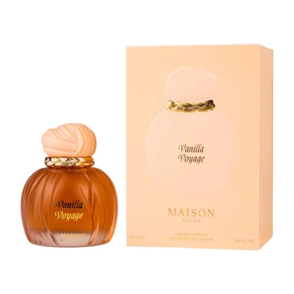Maison Asrar Vanilla Voyage Perfume 100ml – unisex oriental vanilla fragrance bottle with warm sweet notes.