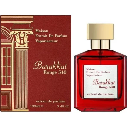 Barakkat Rouge Extrait Perfume 100ml by Fragrance World – luxury unisex oriental-woody fragrance bottle.